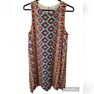 Antrhopologie Everly Sleveless Shift Sheath Dress Women's M Geometric Ikat J4.5